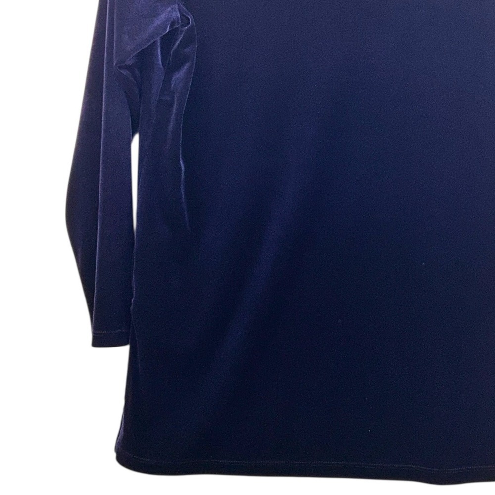 Susan Graver Womens Tunic Top Medium Velvet Cowl Neck Navy - Picture 5 of 14